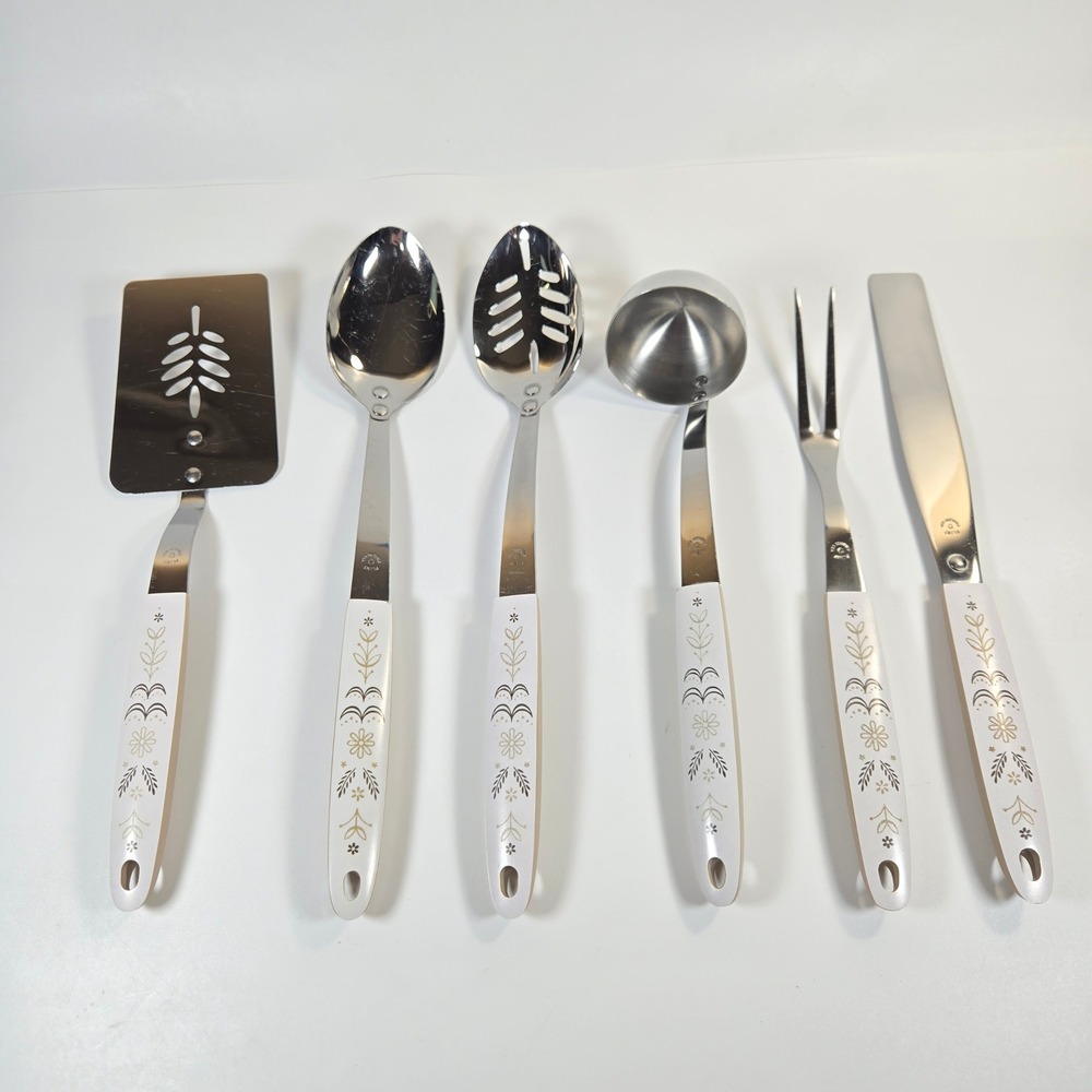 Vtg Flint Ekco Stainless Steel Cooking Utensil Set 6pc Arrowhead Harvest Wheat
